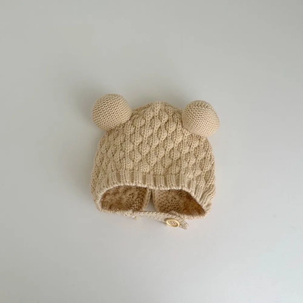 Warm Knitted Bear Windproof Beanie Hat for Kids