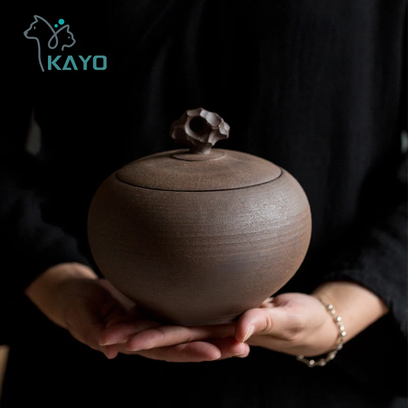 Cremation Urn Sealed Funeral Ashes Urns Ceramics Matte Surface Exquisite Relief Wooden Cloth Plug Human Memorial Safe Packing