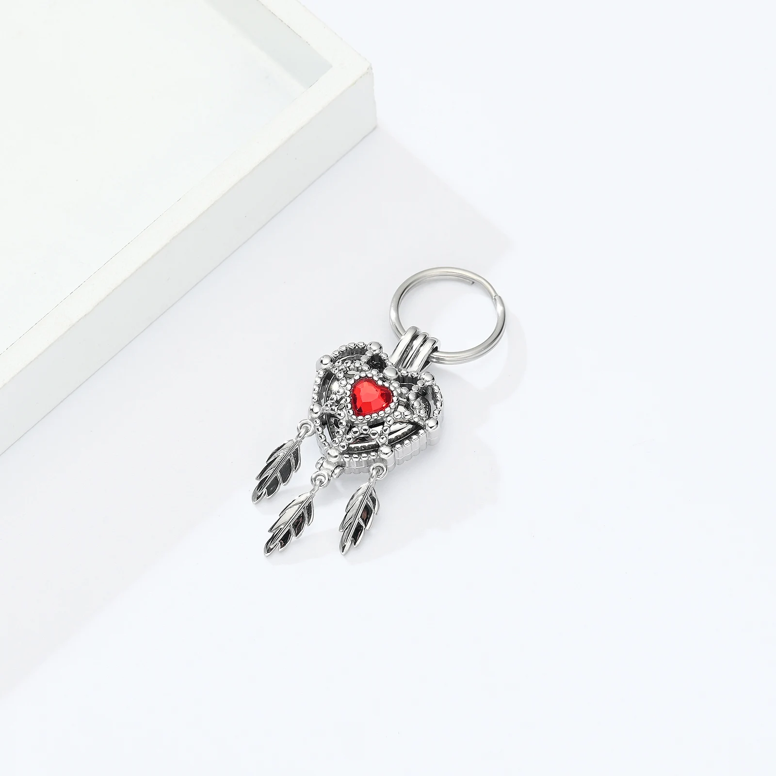 Heart Dream Catacher Key Chain Cremation Jewelry Stainless Steel Urns for Human/Pet Ashes Keepsake Memorial Women Customized