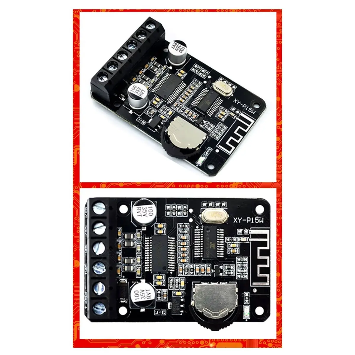 A42Z-5PCS XY-P15W 디지털 증폭기 모듈 고전력 DC12V/24V 10W/15W/20W 스테레오 블루투스 5.0 전력 증폭기 보드