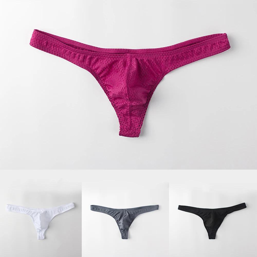 

Men Sexy Net Breathable G-strings Lingerie Ice Silk Underwear Thongs Bikini Low Rise Panties Briefs Трусы Мужские