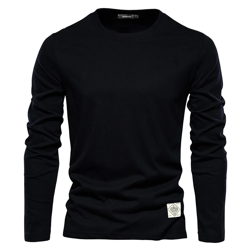 Techwear Male Tops Y2K Spring New Trendyol Men 100% Cotton Long Sleeve O  Collared T Shirt Mens Casual Black T Shirts Camisetas - AliExpress