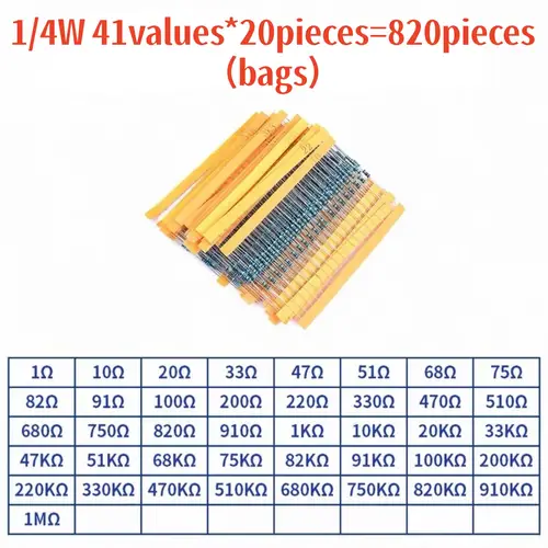 1/4W 1/2W 1W 2W 3W Resistor Set Resistance 1% 1/4W 1/2W 1W 2W 3W Metal Film Resistors Kit Ohm Electronic Components Kit - Image 16