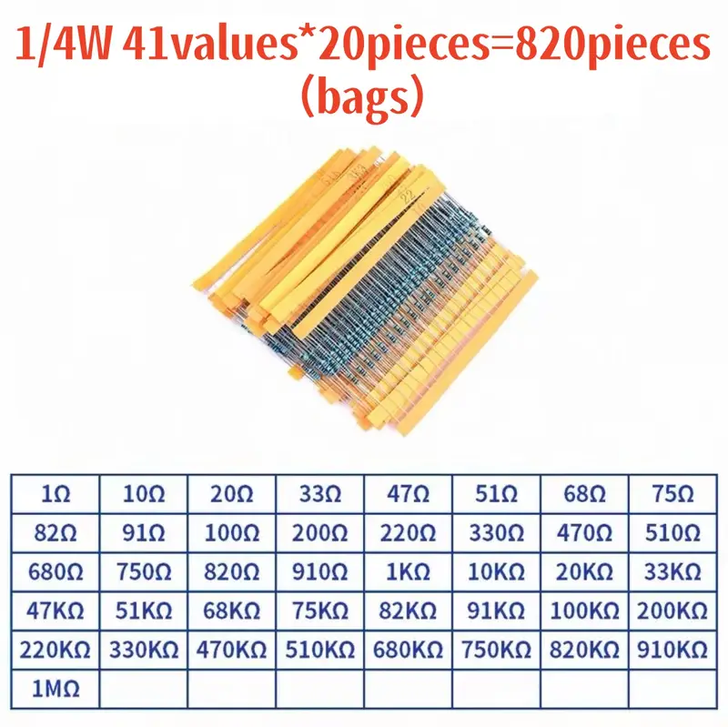 1/4W 1/2W 1W 2W 3W Resistor Set Resistance 1% 1/4W 1/2W 1W 2W 3W Metal Film Resistors Kit Ohm Electronic Components Kit - Image 16