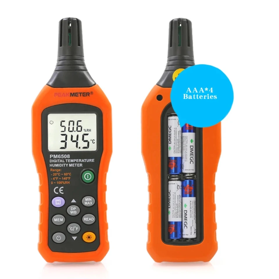 실내/실외 MIN, MAX, 데이터 홀드용 주변 이슬점 습구가 있는 온도 습도 측정기 온도계 습도계 모니터