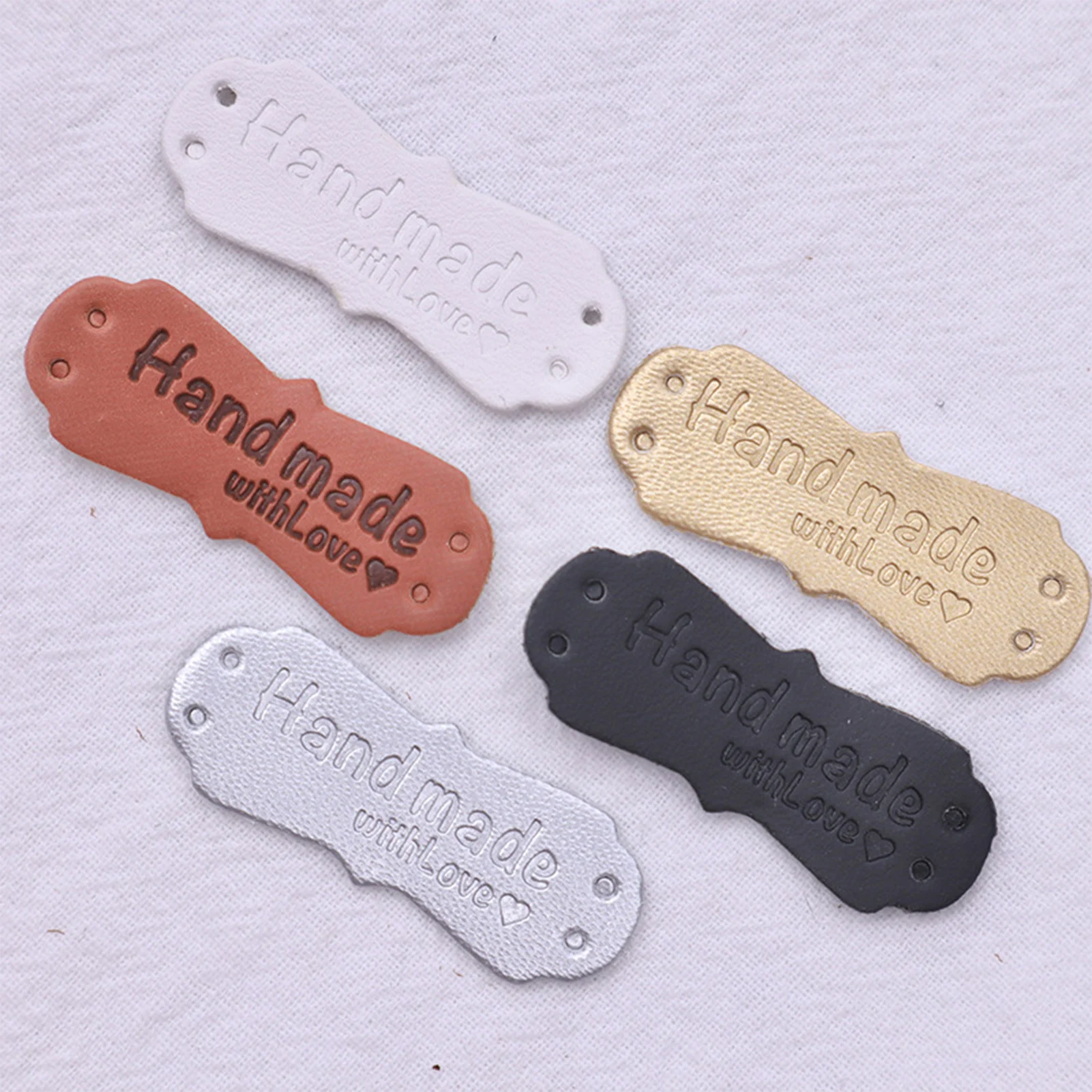 Clothes Labels Handmade Tags Colorful Handmade Leather Labels with Love Hearts for Items Clothes