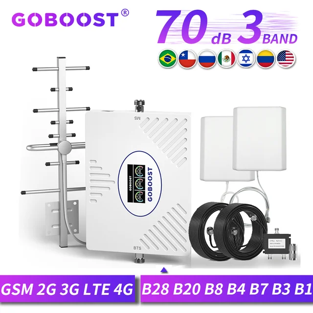 Amplificatore di segnale per telefono cellulare call boost 4 quattro bande  B20 800 900 1800 2100 ripetitore GSM 2G 3G 4G ripetitore di segnale  cellulare 70dB LTE - AliExpress