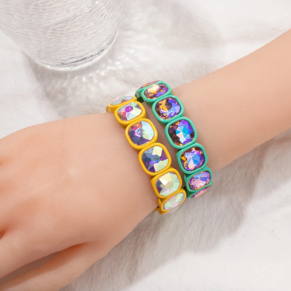 2024 New Design Winter Crystal Beads Bracelets Colorful Beads Elastic Bracelets For Women Handmade Bohemian Shiny Jewelry 5