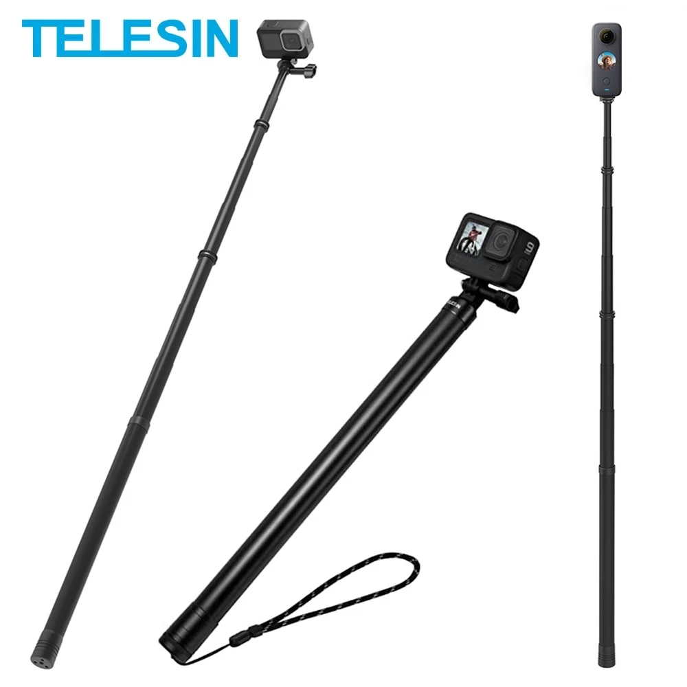 TELESIN 118''/3M Ultra Long Monopod Carbon Fiber Selfie Stick For GoPro