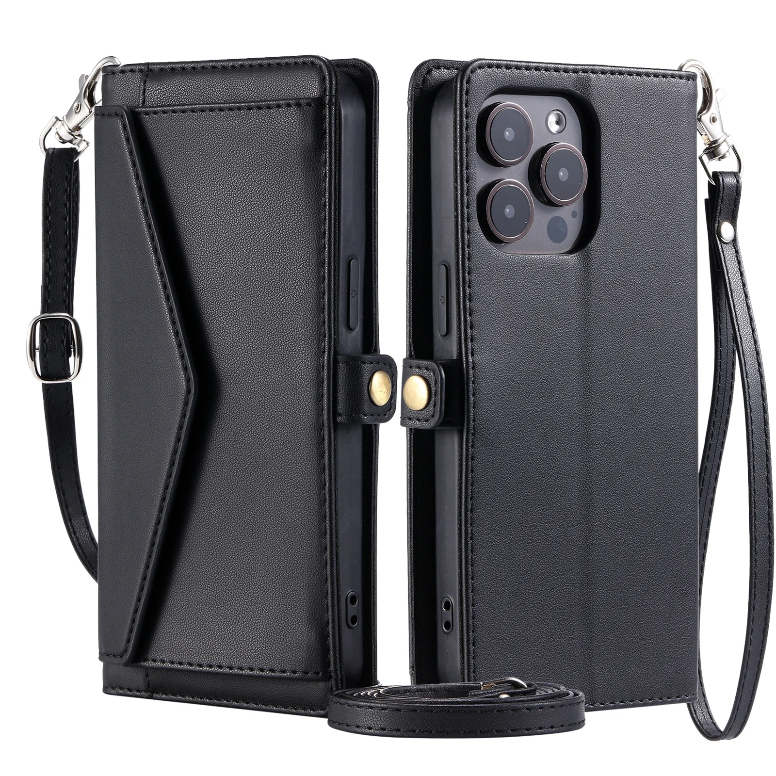 Luxurious Crossbody Leather Wallet Case with Card Slot and Pocket