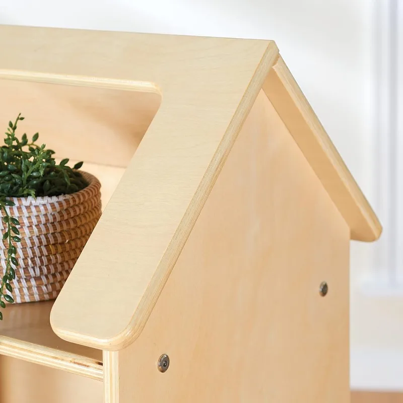 Guidecraft EdQ Dollhouse Bookcase - Natural: Kids' Wooden Organizer Shelves with Removable Storage Bins for Books 6