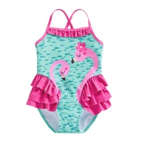 Toddler Girl s Summer Jumpsuit Bikini Flamingo Little Fish Print Sleeveless Ruffle Swimsuit 1