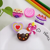 6pcs/lot Kawaii Cake Donut Pencil Rubber Eraser Student Prizes Gift Solid Color Soft Eraser School Supply 2