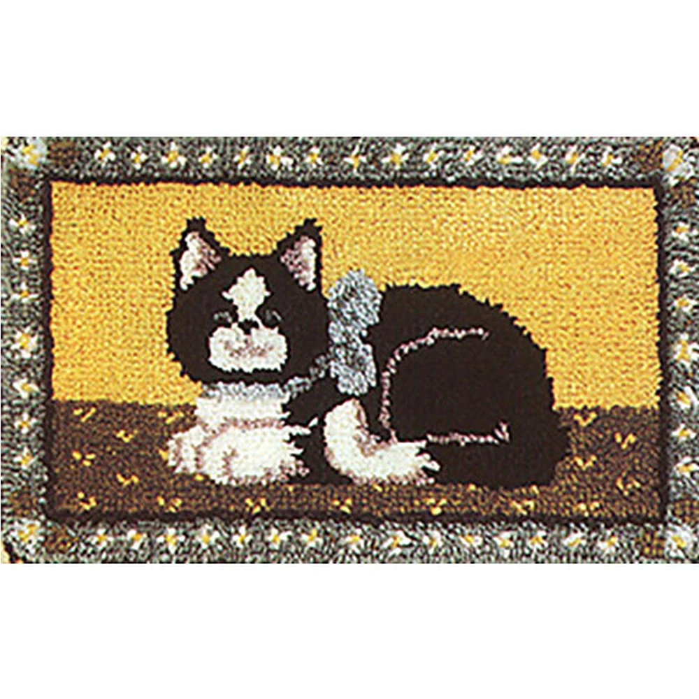 

Latch hook rug kits for adults Knotted stitch embroidery kit do it yourself Crochet strings rugs with Pre-Printed Pattern Cat
