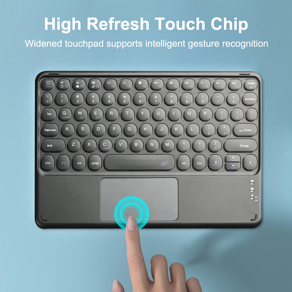 Wireless Keyboard Bluetooth-compatible Keyboard Slient Rechargeable Round Key Keypad With Touchpad For Android IOS Windows PC