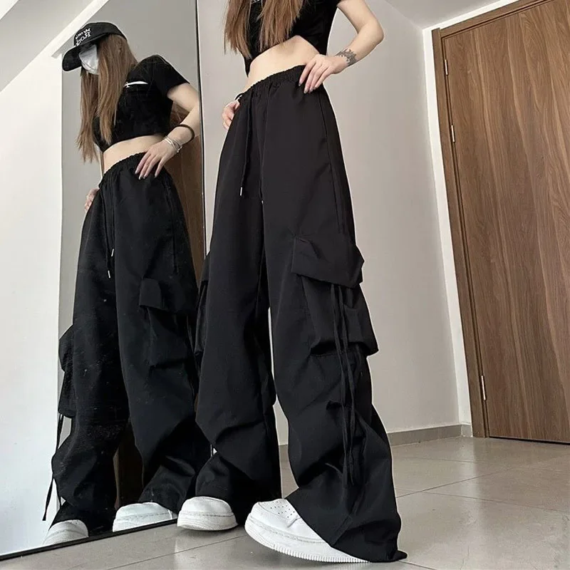 

Y2K Cargo Pants for Women Harajuku Streetwear Baggy Wide Leg Parachute Pants Woman Korean Edgy Style Jogging Sweatpants