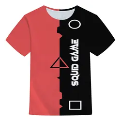 T shirt pour enfants, vêtements d'été de rue, Logo de jeu de calmar, dessin animé, vêtements pour garçons, mode, impression, vêtements pour filles 