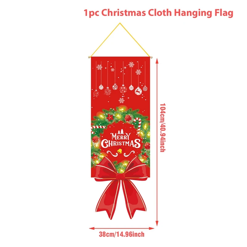 thumbnail image 1 of Christmas Hanging Flag Decoration Merry Cristmas Decor for Home 2024 Hanging Flag Xmas Ornament Navidad Natal New Year Gift 2025, 1 of 5