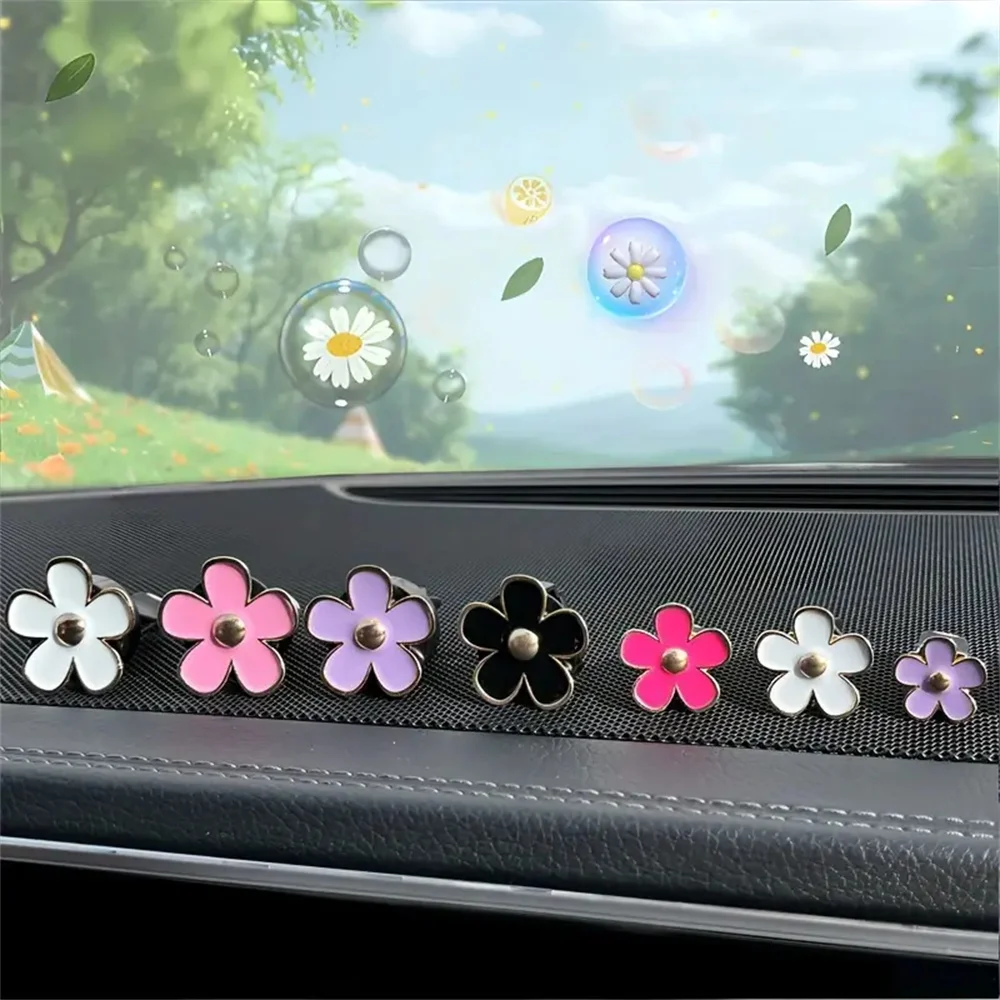 4-8pcs/set Small Car Air Outlet Perfume Decoration Clip Flower Daisy Design Car Interior Aromatherapy Fresheners Diffuser Access 5