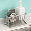 Sink sponge Holder 304 stainless steel,Soap Dispenser Brush Drainer Rack Organizers with Removable Drain Tray for Kitchen 1