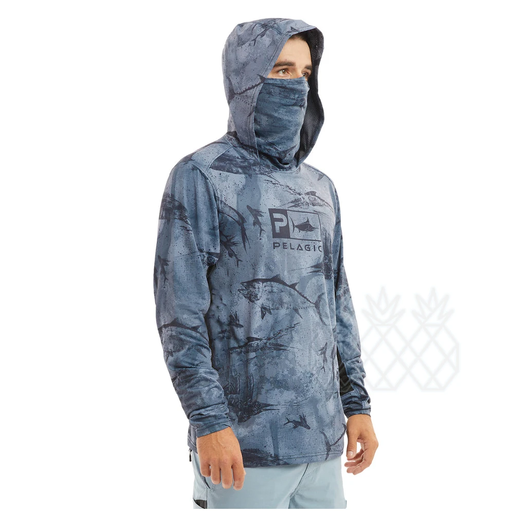 Men's Fishing Shirts Pelagic Long Sleeve Fishing Hoodie Face Mask  Sweatshirt Breathable Uv Protection Fishing Tops Camisa Pesca