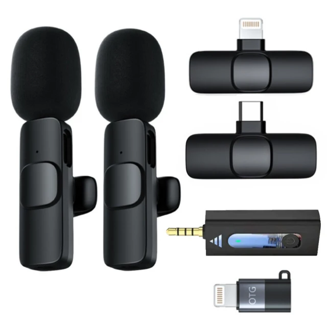 Wireless Microphone Portable Audio Video Recording Mic For Iphone