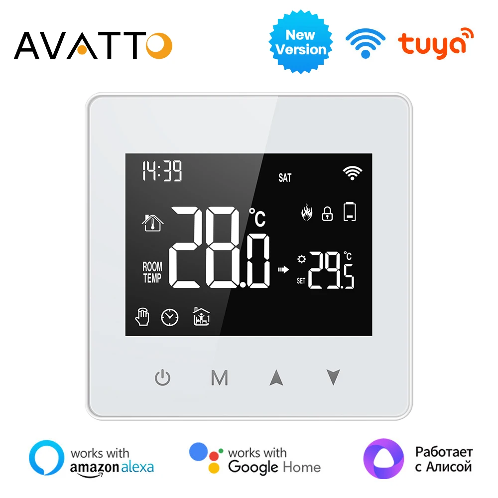 Avatto-tuya Wifi Termostato Inteligente Bateria de Baixa Potência Água Caldeira a Gás Controlador de Temperatura Alexa Google Home Alice