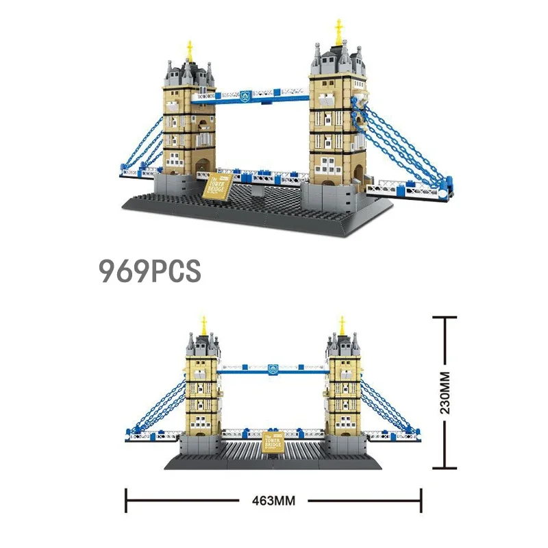 Creative Construction World Famous Modern Building Brick Architecture Model England London Tower Bridge Toys Collection for kid - 6