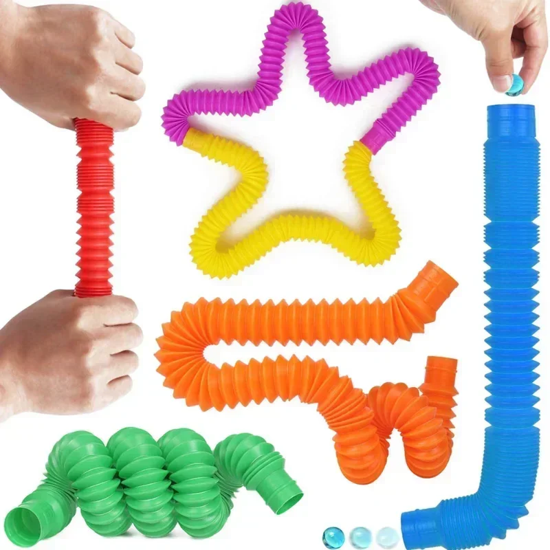 A Slice Large Pop Tubes Fidget Toys Sensory  for Stress Anxiety Relief for Children Adults Learning Toys Toddlers Stretch Tube 2