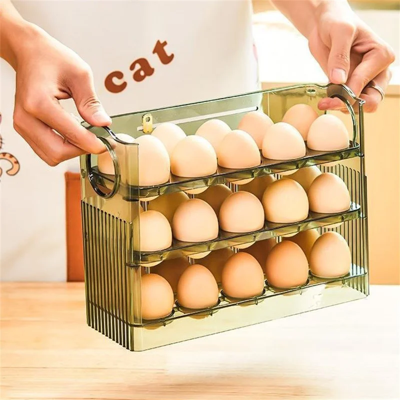 Egg Storage Box Egg Case Holder Tray Organizer 30 Grids For Refrigerator egg carton
