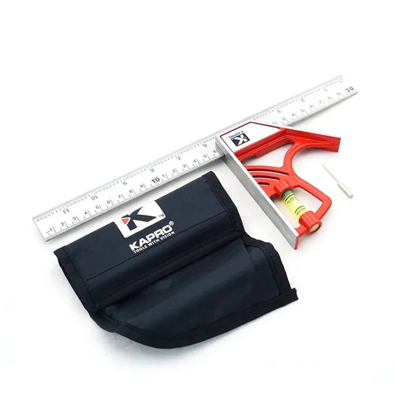 Kapro 마그네틱 잠금 결합 사각형 스테인레스 스틸 금속 사각형 마킹 오른쪽 눈금자, 목수 목공용, 30cm