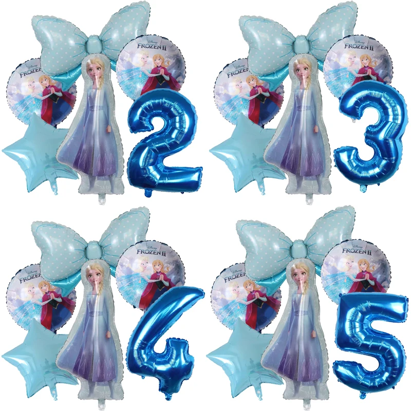 6Pcs Disney Frozen Ice Queen Elsa Theme Balloons 30 Pollici Number Ball 1-9Th Girls Birthday Party Baby Shower Decorations