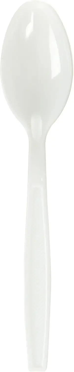 Kitchen Selection White Plastic Teaspoons (Pack Of 50) - Heavy Weight Classic Dinnerware, Perfect Party Supplies for Family