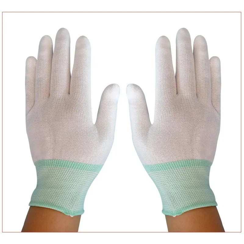 1Pair Car Vinyl Wrap Gloves Anti-Static Window Tint Film Install Gloves Nylon Tinting Work Safety PU Coated Fingertip