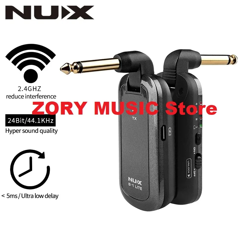 

NUX B1 LITE Guitar Wireless System 2.4 GHz Rechargeable 4 Channels Wireless Guitar Audio Transmitter Receiver