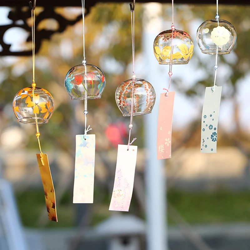 Wind Chimes Japanese Chime Bell Glass Style Bells Feng Shui Decorative Car Pendant Garden Good Luck Balcony Ornament Hanging