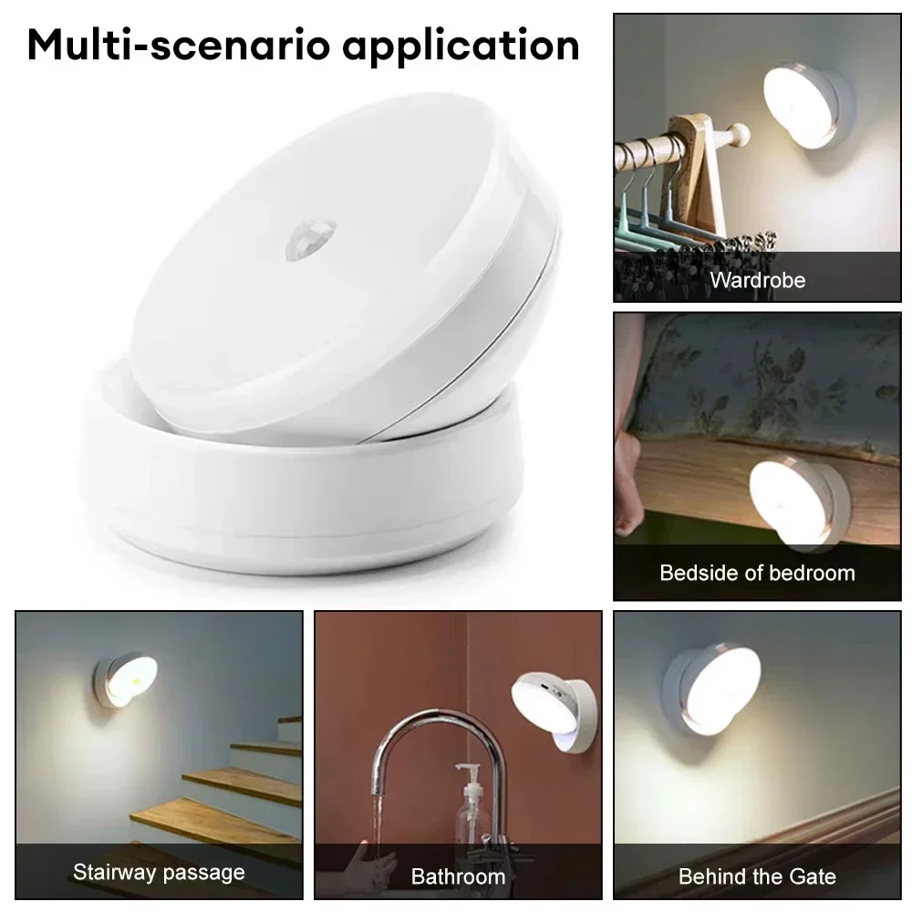 PIR Motion Sensor LED Night Light Human Presence Detector Wall Lamps USB Rechargeable Wireless Closet Night Lamp Cabinet Light