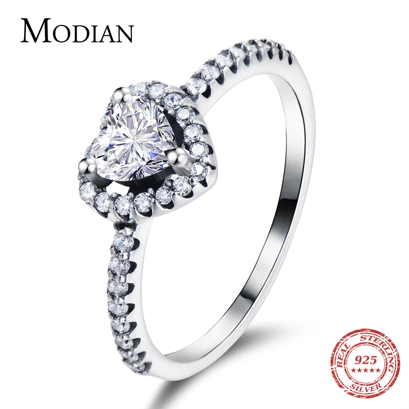 925 Sterling Silver Vintage Hearts AAA Clear CZ Finger Rings for Women Luxury Wedding Jewelry