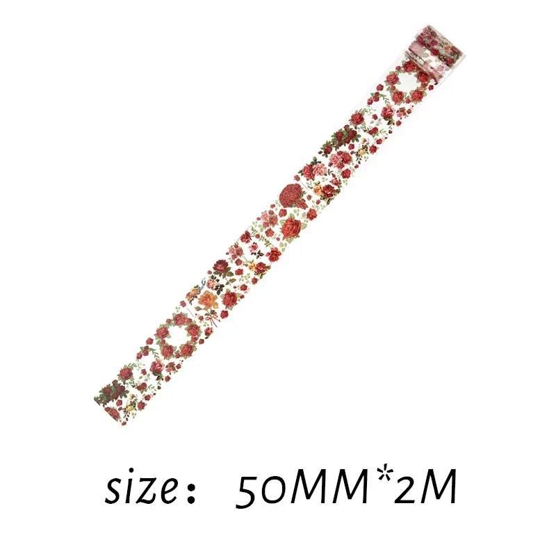 1 롤 콜라주 50mm * 2m 다채로운 예술 복고풍 식물 꽃 테이프 단일 롤 테이프 소재 테이프 6 선택 핸드 텐트 장식