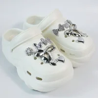 Women DIY Silver Butterfly-Knot Fashion Bow Decor Clogs Summer Sping Autumn Beach Sandals Cave Hole Garden Shoes Students Girls - Image 5