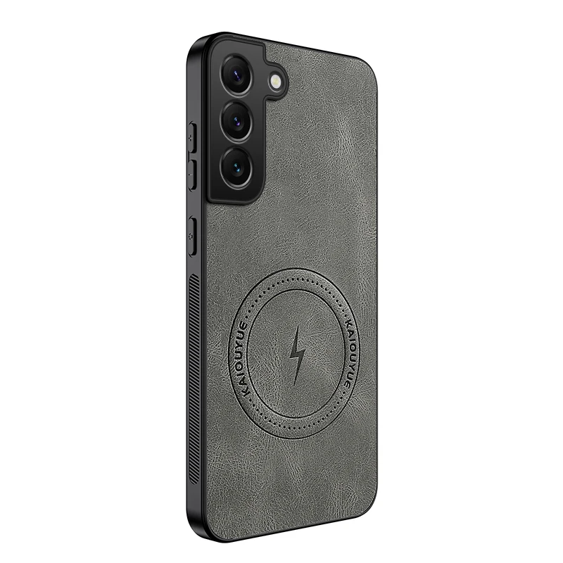 Leather Matte Frosted Magnetic Shockproof Phone Case with Soft Bumper Cover