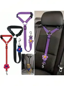 1pc Car Pet Dog Seat Leash, Pet Car Interior Leash, Dog Seat Belt Strap, Dog Seat Buckle, Dog Car Seat Accessories