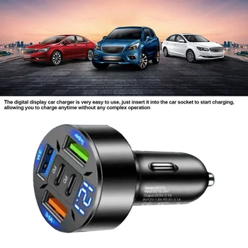 Caricabatteria da auto PD QC3.0 ricarica rapida 66W 5 porte USB C caricabatteria da auto tipo C adattatore in auto per iPhone Samsung Huawei Xiaomi
