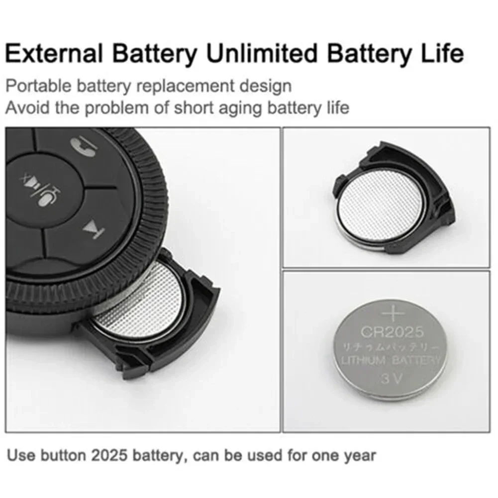 자동 스티어링 휠 컨트롤러 46mm x 12mm 범용 자동차 스티어링 휠 GPS 무선 버튼 키 볼륨 원격 제어 도구