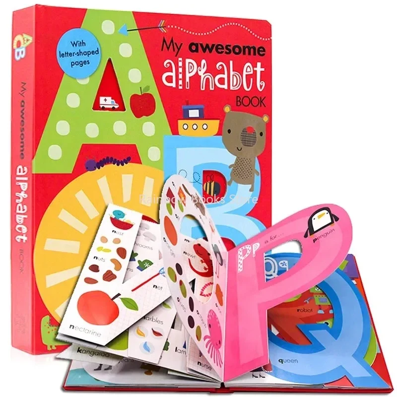 3 Libri Impressionante Nursery Rhyme + Alphabet Abc + Counting123 Board Book Baby Kids 3D Letter Number Learning