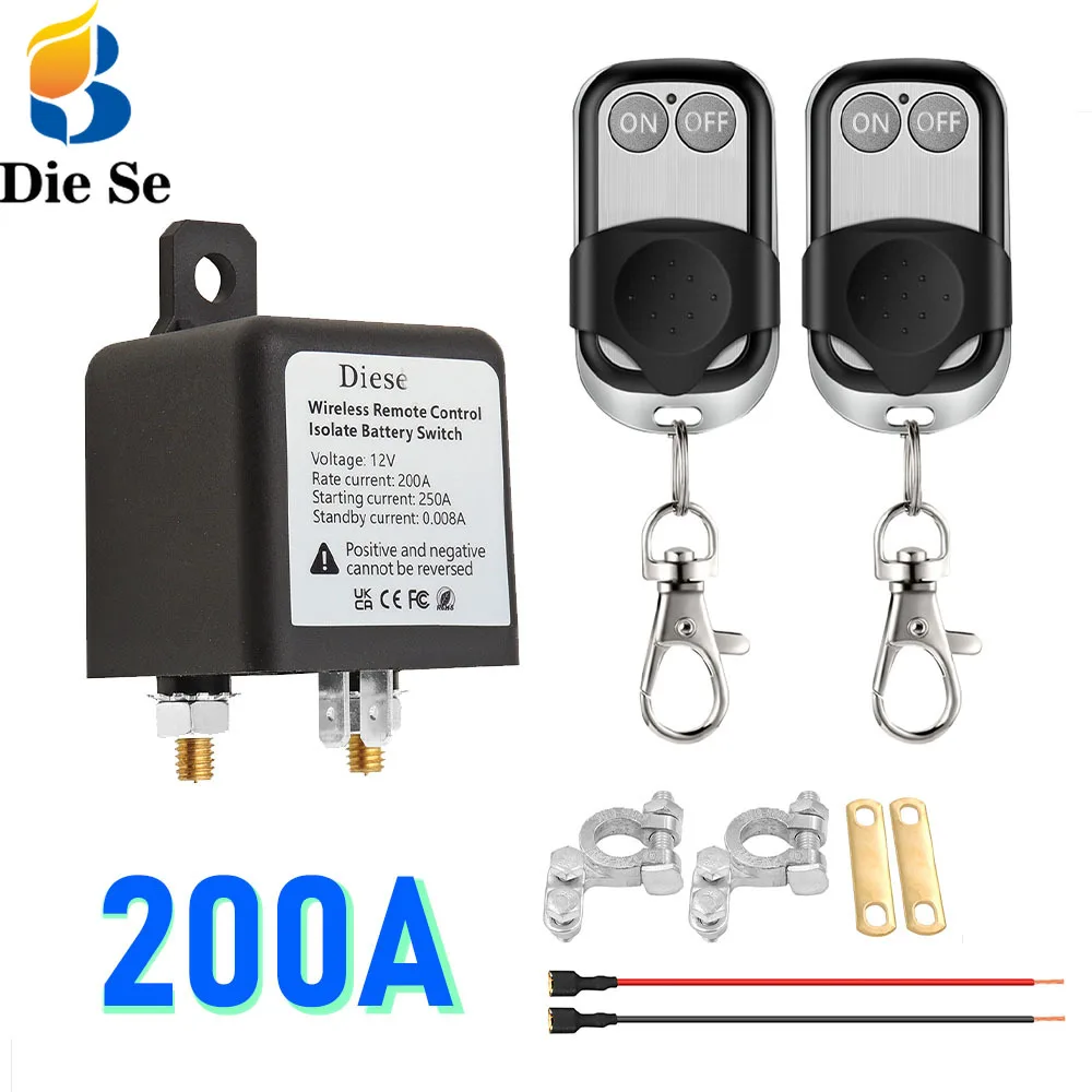 Interruptor de Corte Remoto sem Fio Bateria de Carro Desligar o Relé Controle Remoto Anti-roubo Proteger a Bateria do Carro dc 12v 200a