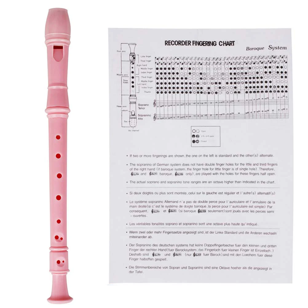 

ABS Descant Recorder Flute Beginner Children Music Playing Wind Instruments (Pink)