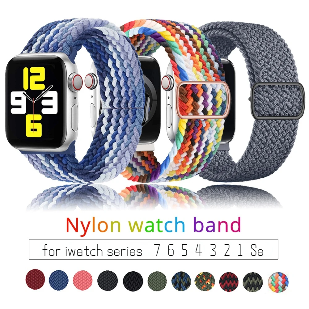 

Strap for Apple Watch Band 44mm 40mm 45mm 41mm 38mm 42mm Nylon Adjustable Elastic Bracelet IWatch 3 4 5 Se 6 7 Braided Solo Loop