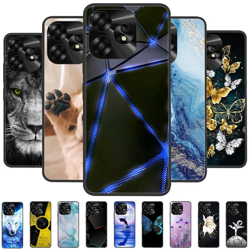 Custodia Per Umidigi A15C | 2 Pezzi Cover In Silicone Morbido TPU | Antiurto Ultra Sottile Trasparente + Nero