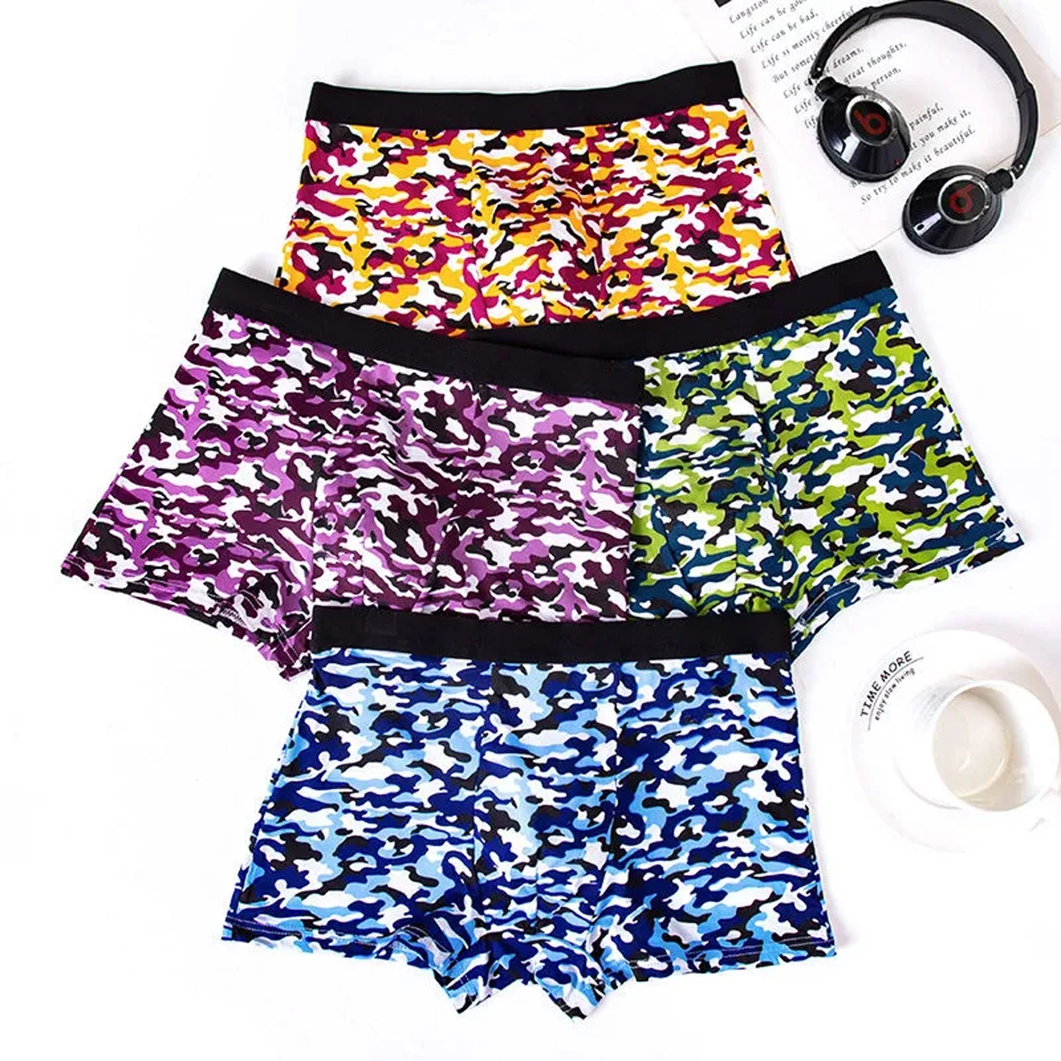 4Pcs Men'sPanties Underwear Boxershorts Men Boxer Men Ropa Interior Hombre Calzoncillos Breathable Hombre Printing Large Size 5